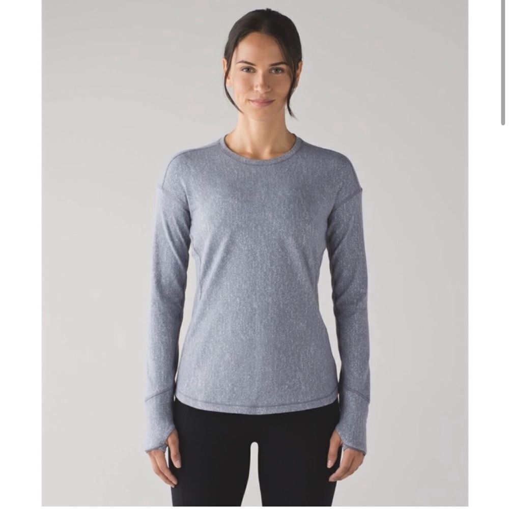 Lululemon Outrun Long Sleeve Running Luon Suited Jacquard Arctic Grey 4